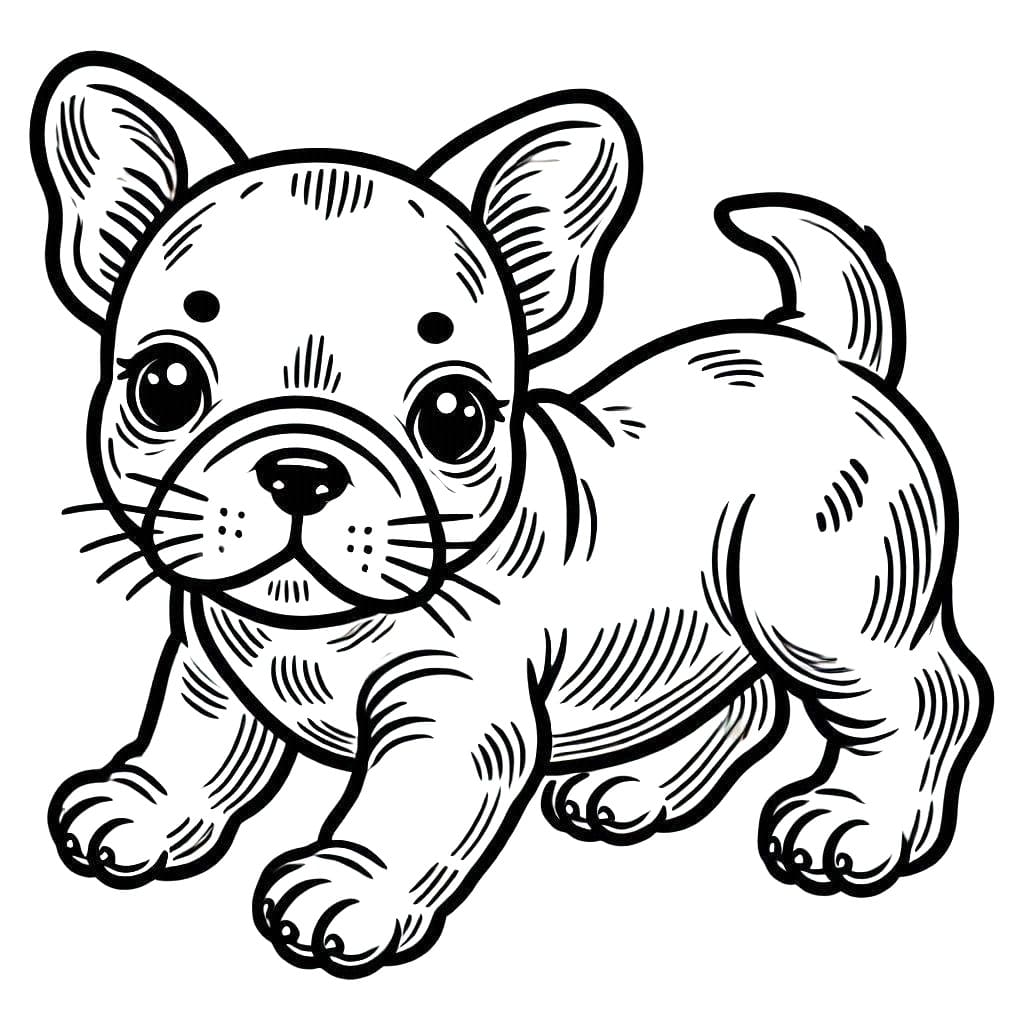 Coloriage Bouledogue Français très Mignon