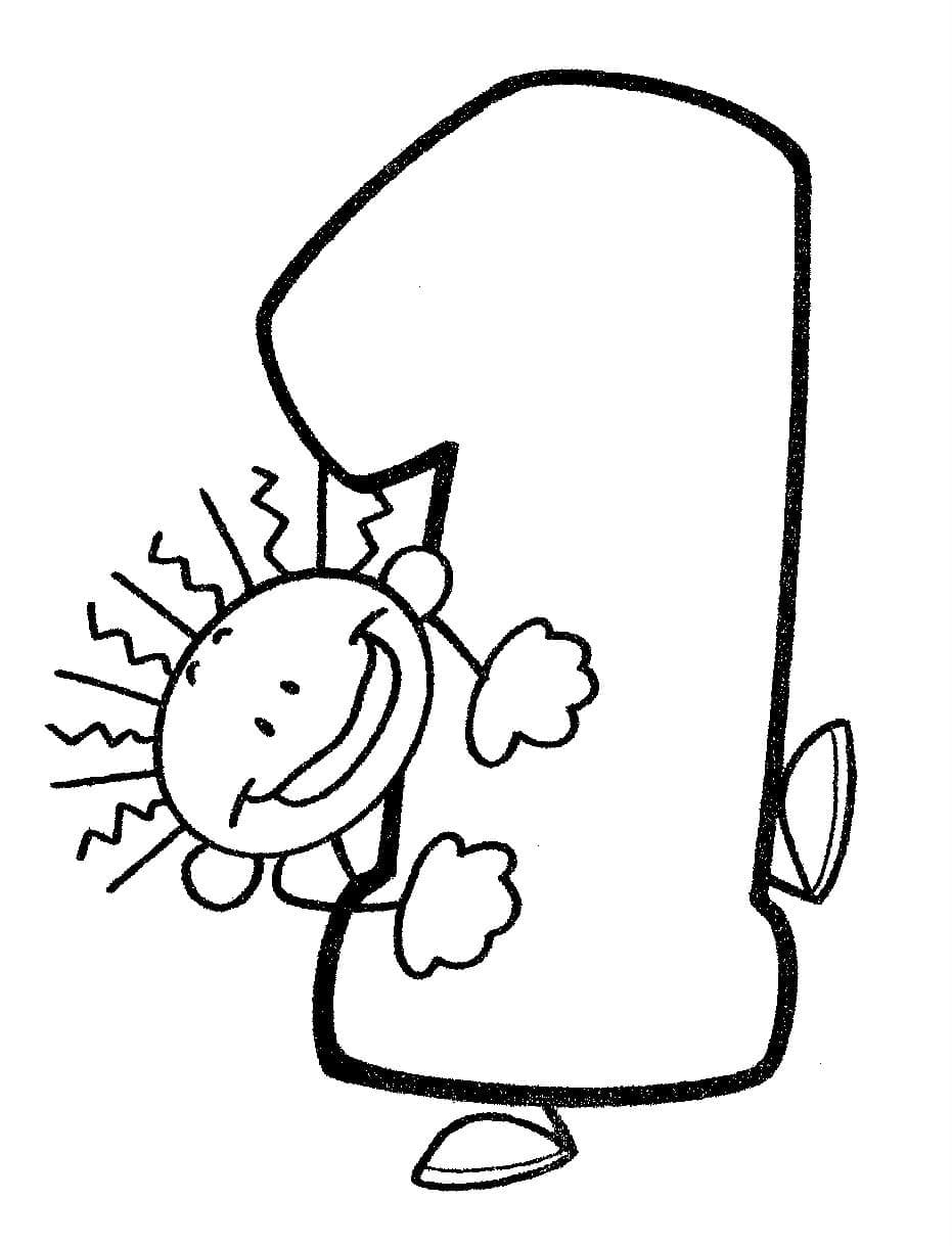 Coloriage Chiffre 1 Pour les Enfants de 2 Ans