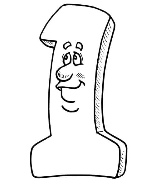 Coloriage Chiffre 1 Souriant