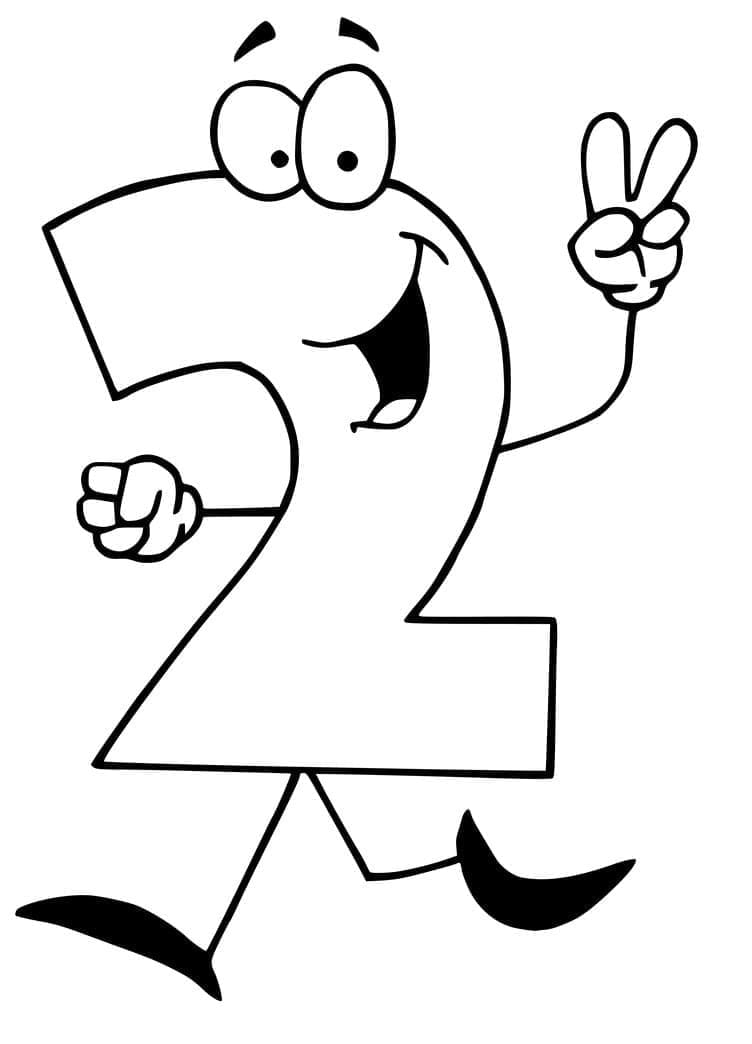 Coloriage Chiffre 2 de Dessin Animé