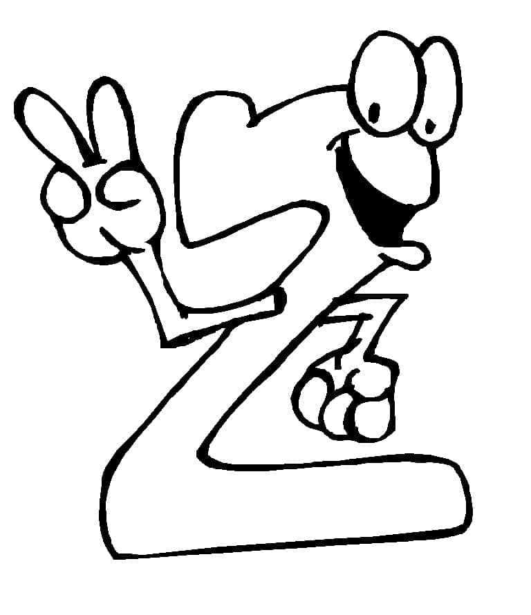 Coloriage Chiffre 2 Drôle