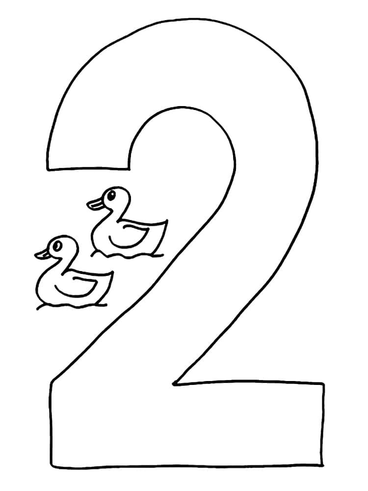 Coloriage Chiffre 2 Imprimable Gratuit Pour les Enfants