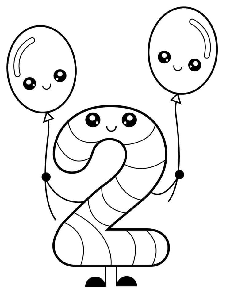 Coloriage Chiffre 2 Mignon