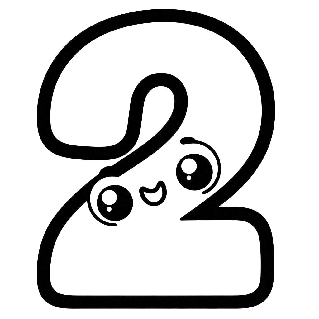 Coloriage Chiffre 2 Très Mignon