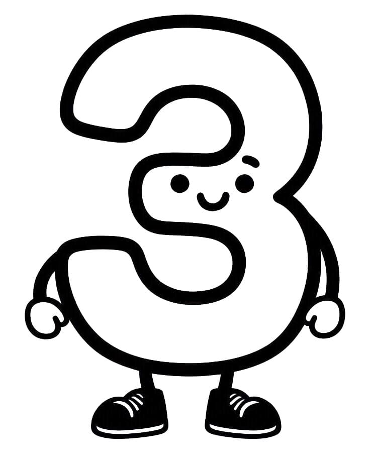 Coloriage Chiffre 3 Animé