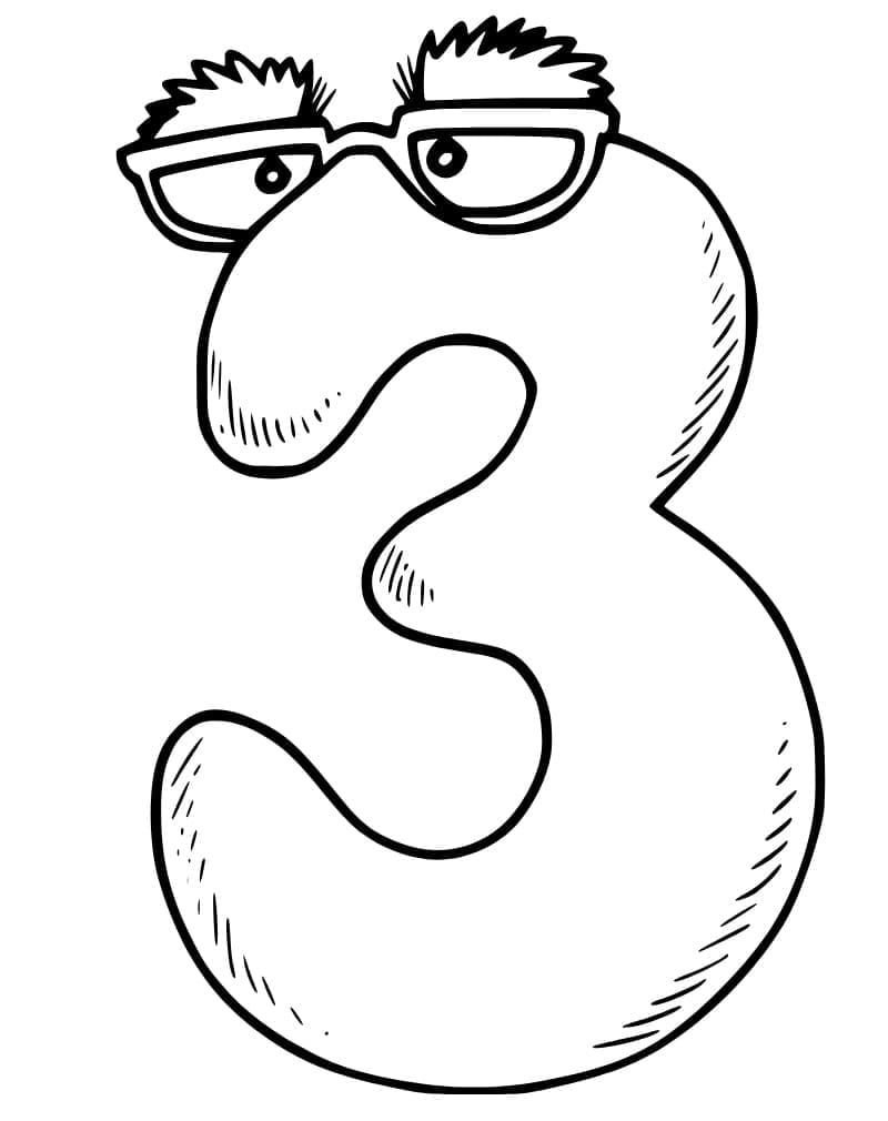 Coloriage Chiffre 3 de Dessin Animé
