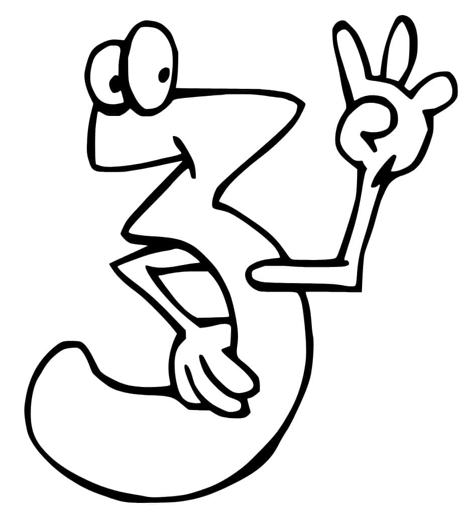 Coloriage Chiffre 3 Drôle
