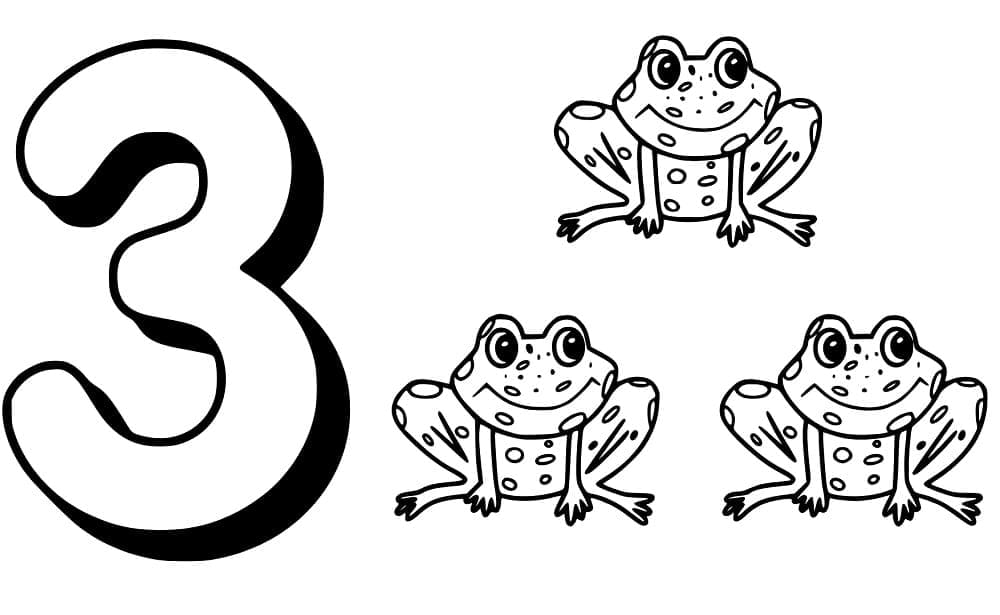 Coloriage Chiffre 3 et Grenouilles
