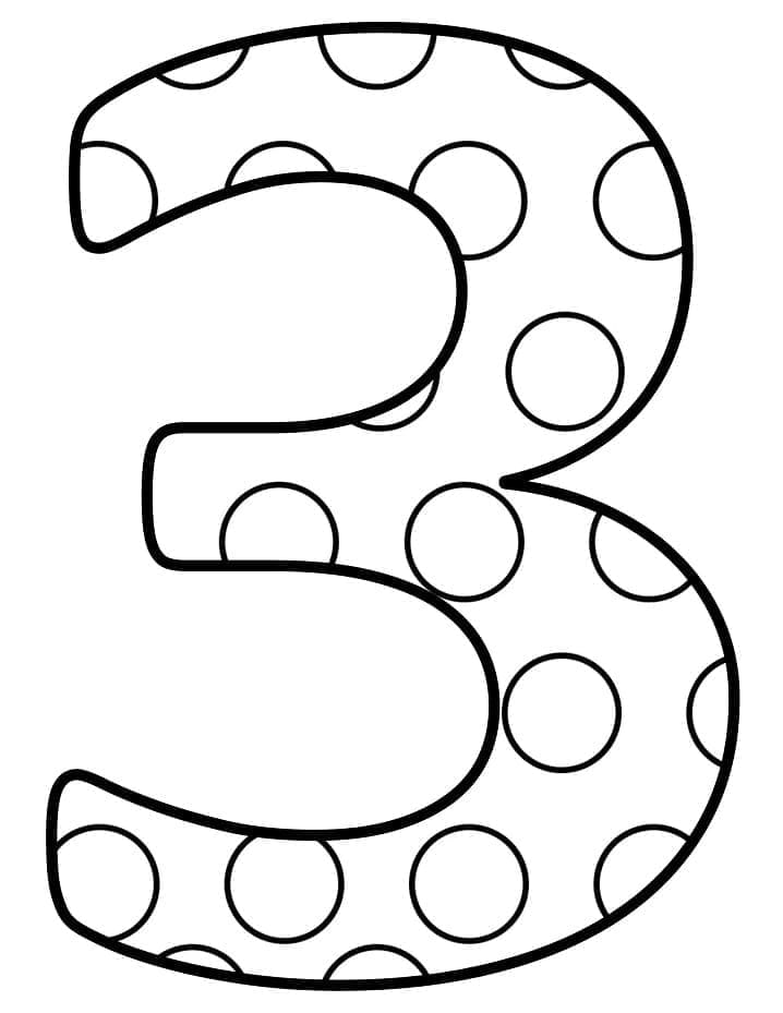 Coloriage Chiffre 3 Imprimable Gratuit Pour les Enfants