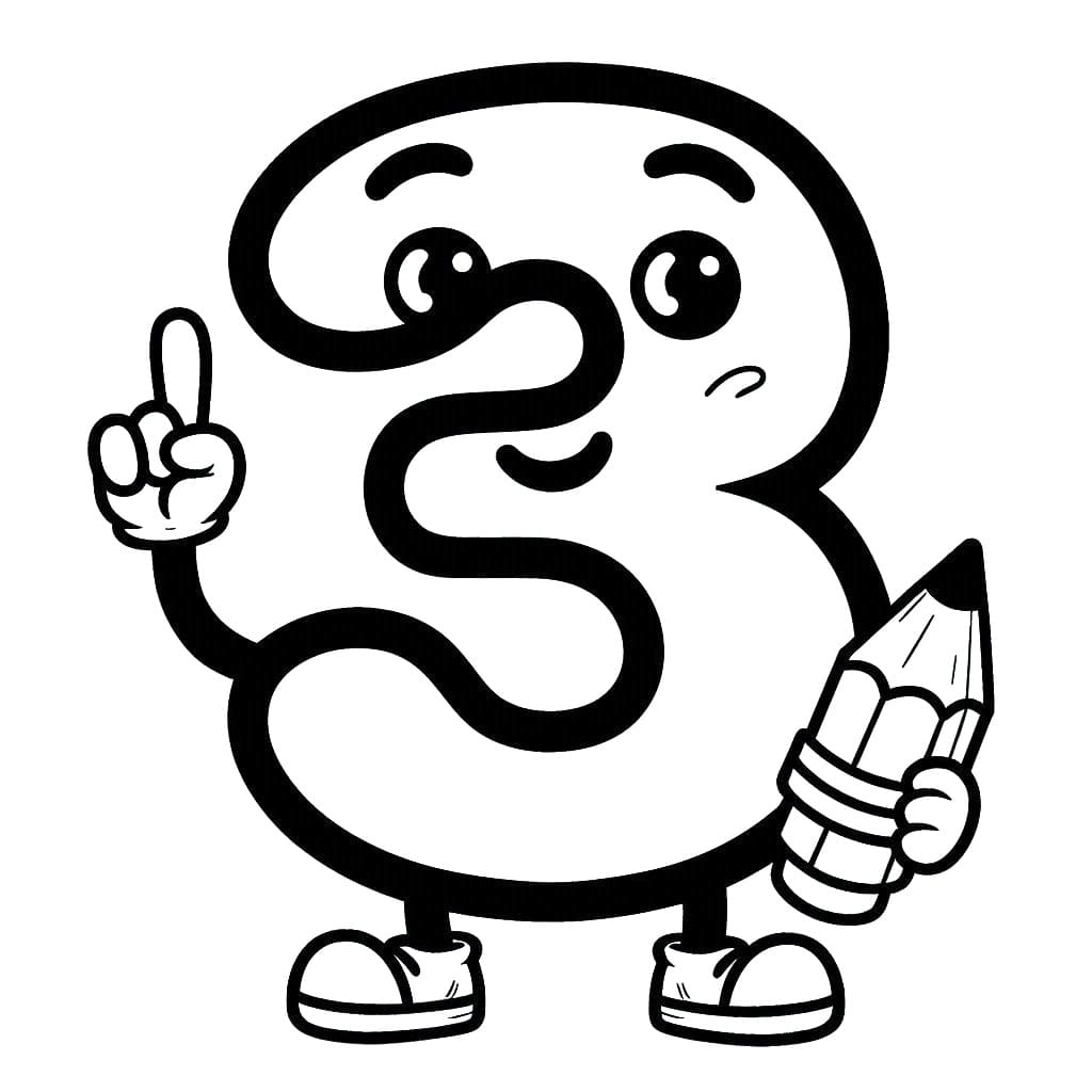 Coloriage Chiffre 3 Mignon