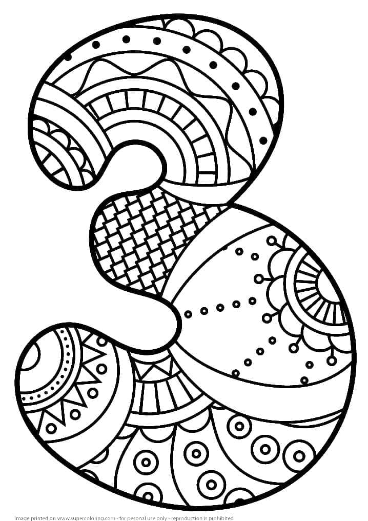 Coloriage Chiffre 3 Pour les Enfants