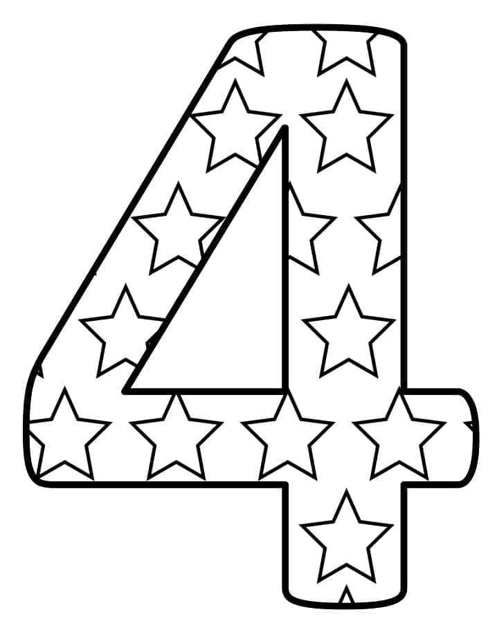 Coloriage Chiffre 4 Imprimable Gratuit
