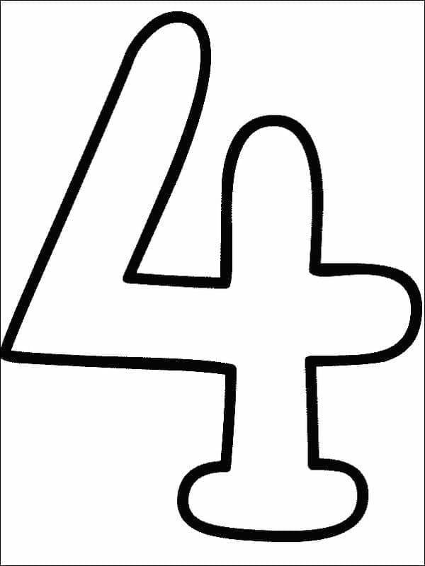Coloriage Chiffre 4 Pour Enfants