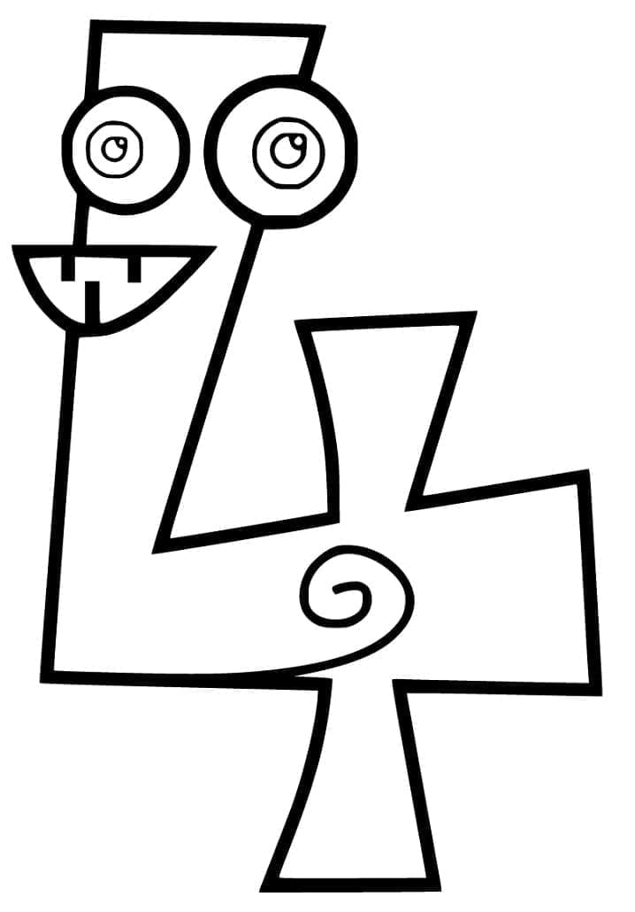 Coloriage Chiffre 4 Très Drôle