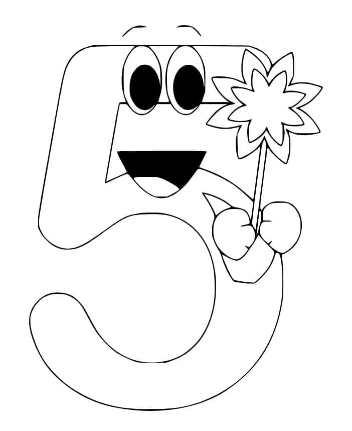 Coloriage Chiffre 5 de Dessin Animé