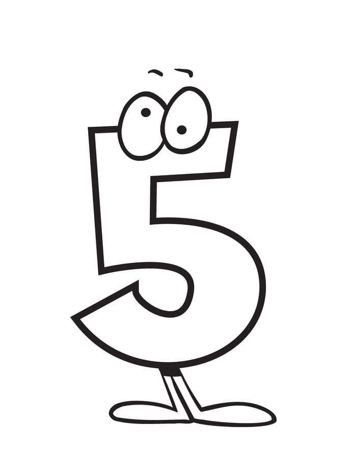 Coloriage Chiffre 5 Drôle