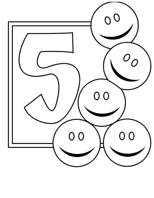 Coloriage Chiffre 5 et Émojis