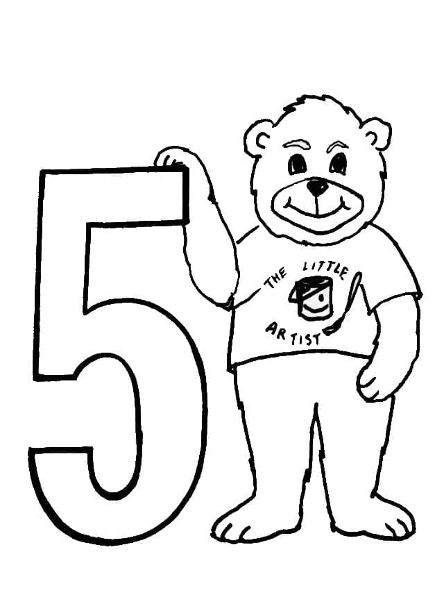 Coloriage Chiffre 5 et Ours