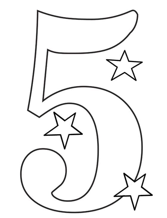 Coloriage Chiffre 5 Étoiles