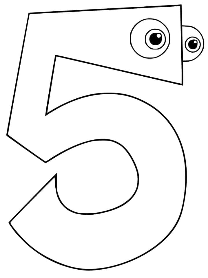 Coloriage Chiffre 5 Gratuit Pour les Enfants