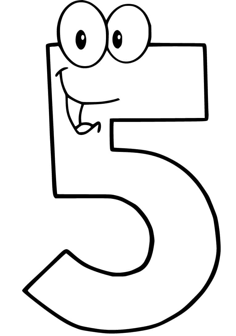 Coloriage Chiffre 5 Heureux