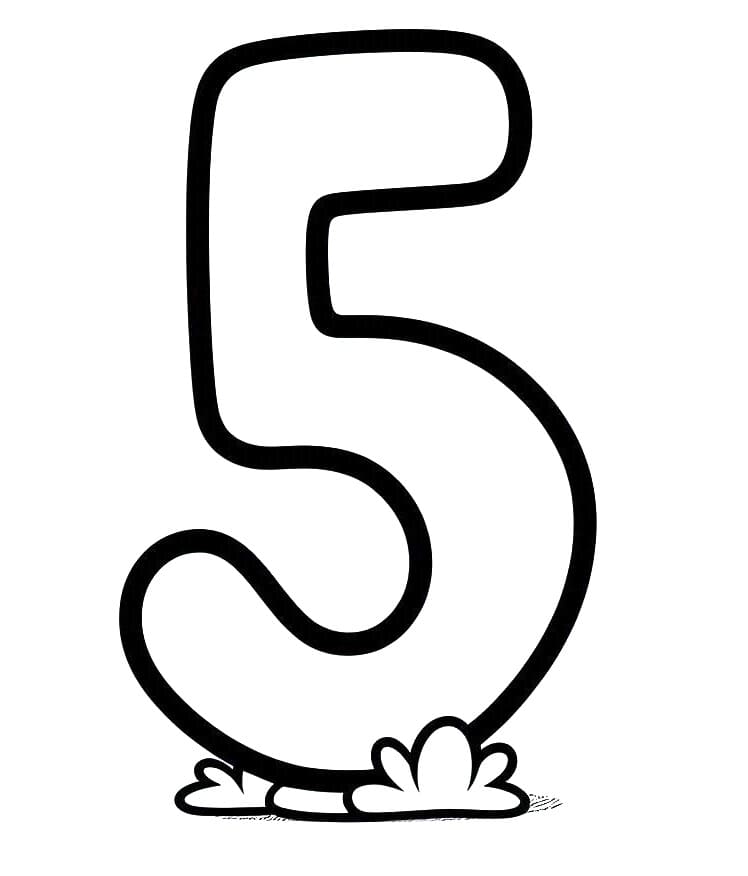 Coloriage Chiffre 5 Imprimable Gratuit Pour les Enfants