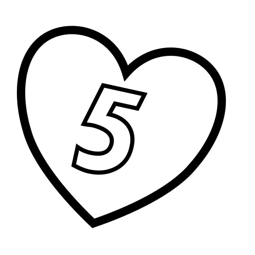 Coloriage Chiffre 5 Imprimable Pour les Enfants