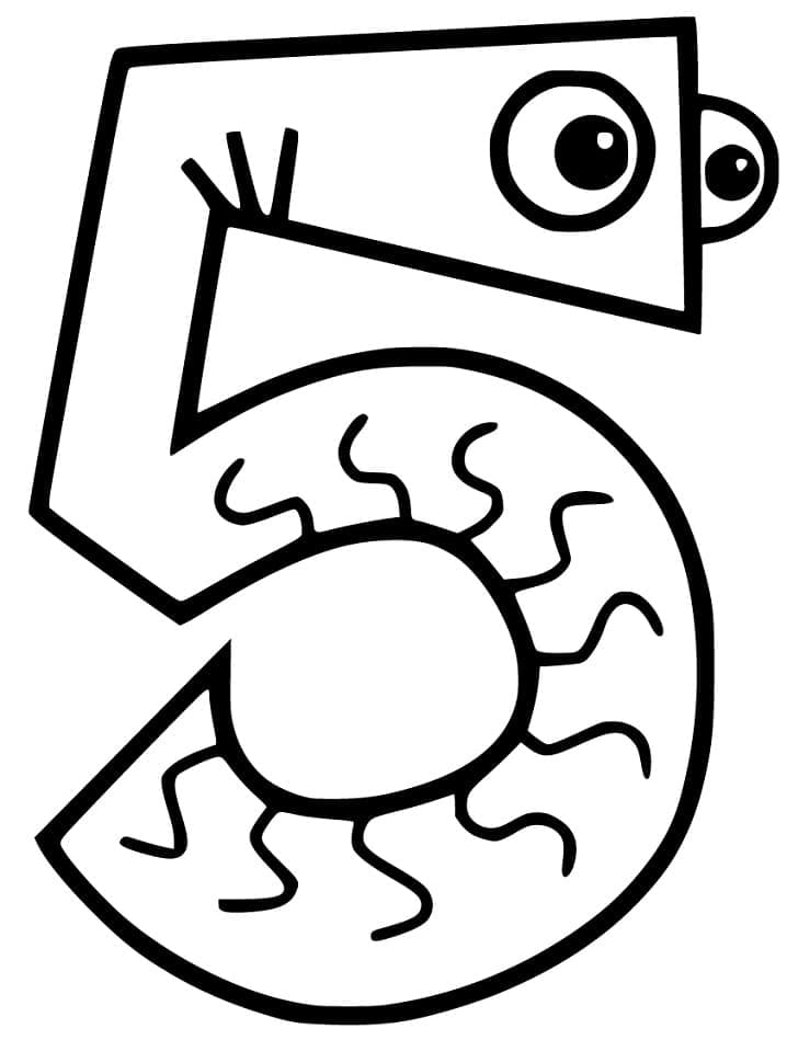 Coloriage Chiffre 5 Pour les Enfants