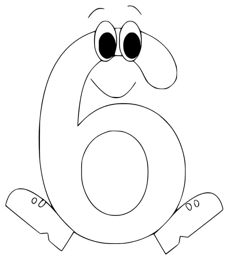 Coloriage Chiffre 6 Drôle