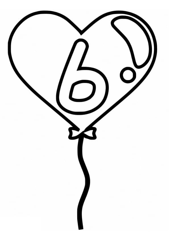 Coloriage Chiffre 6 en Ballon