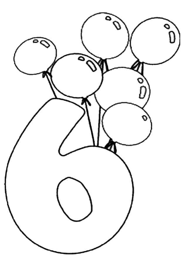 Coloriage Chiffre 6 et Ballons