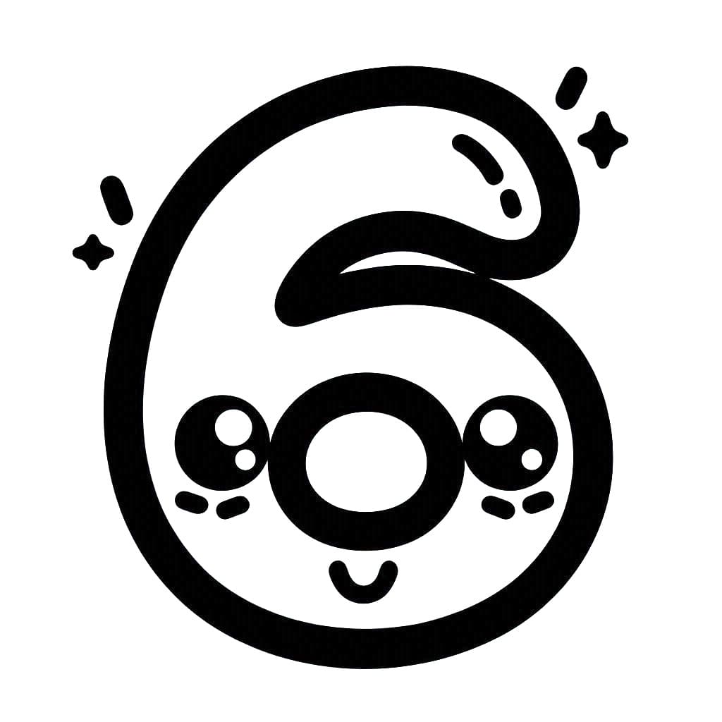 Coloriage Chiffre 6 Kawaii