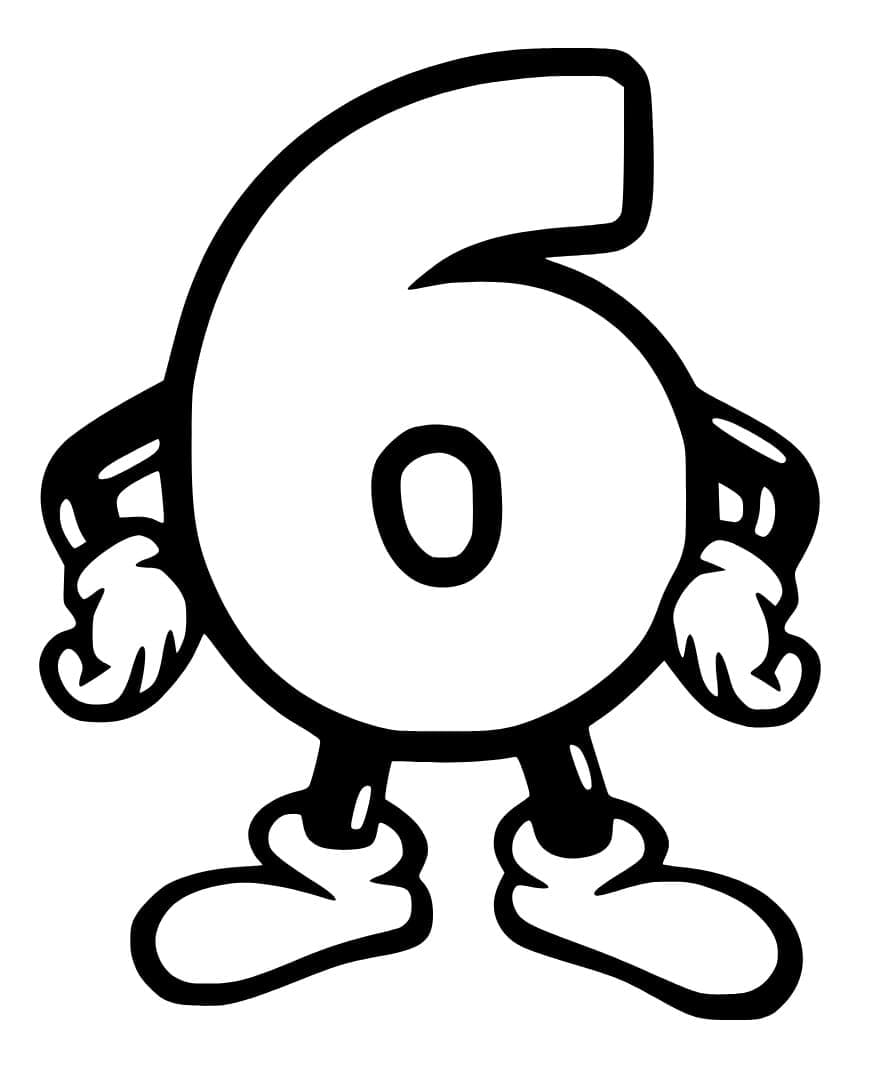 Coloriage Chiffre 6 Pour les Enfants de 2 Ans