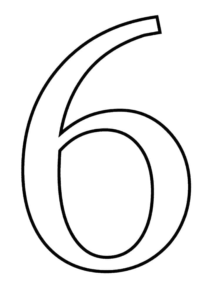 Coloriage Chiffre 6 Pour les Enfants de 5 Ans
