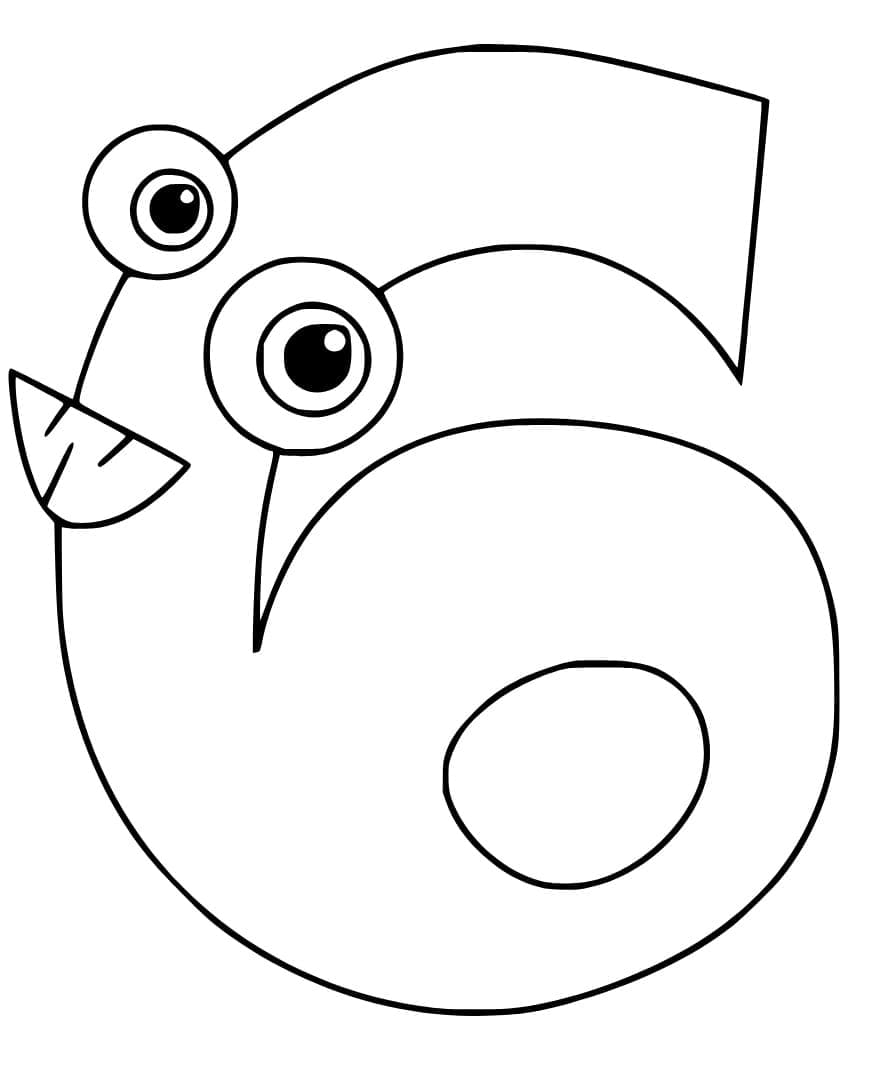 Coloriage Chiffre 6 Très Drôle