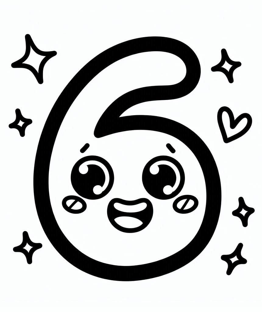 Coloriage Chiffre 6 Très Mignon