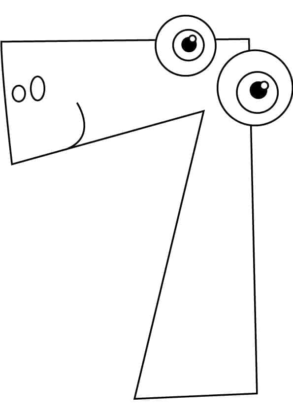 Coloriage Chiffre 7 avec Visage