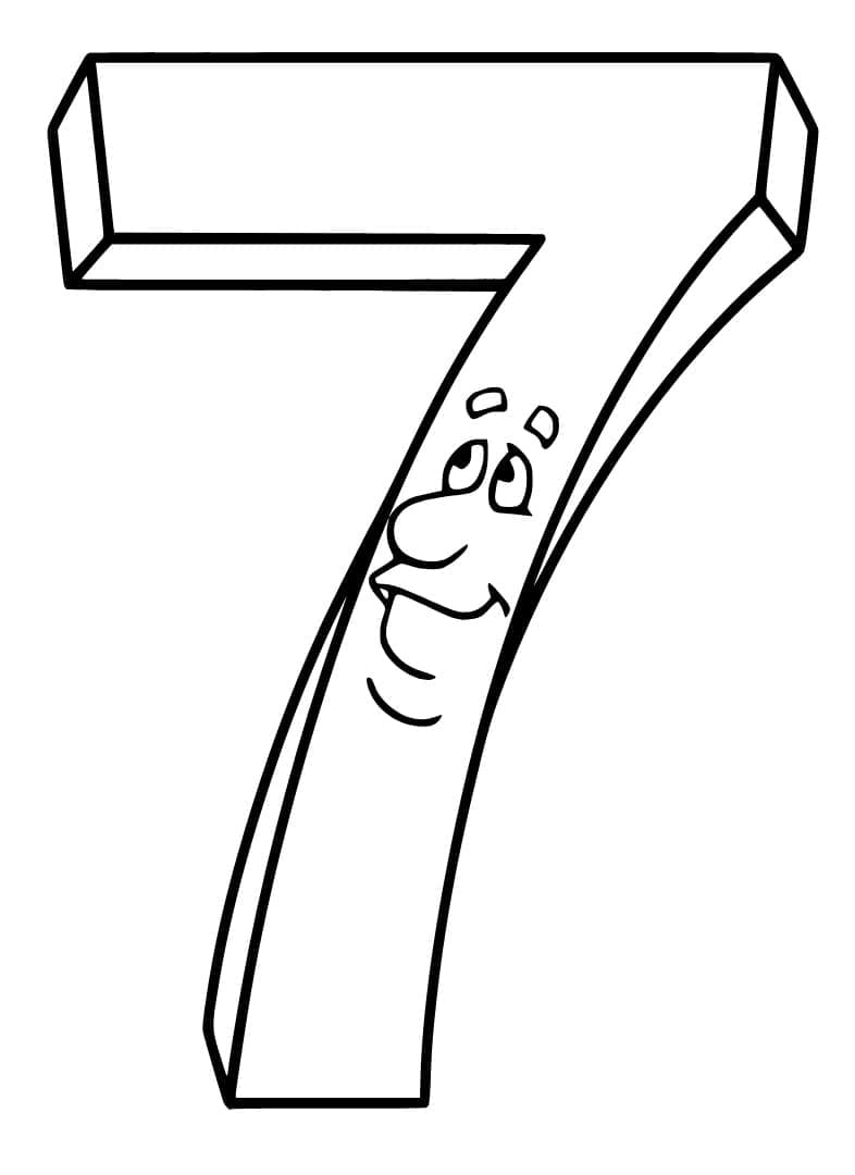 Coloriage Chiffre 7 de Dessin Animé