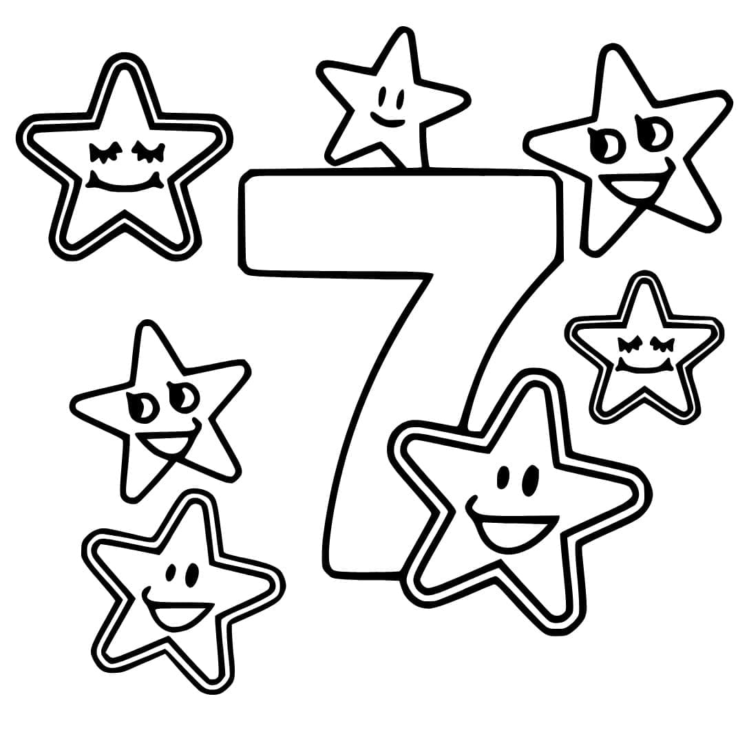 Coloriage Chiffre 7 Et les étoiles