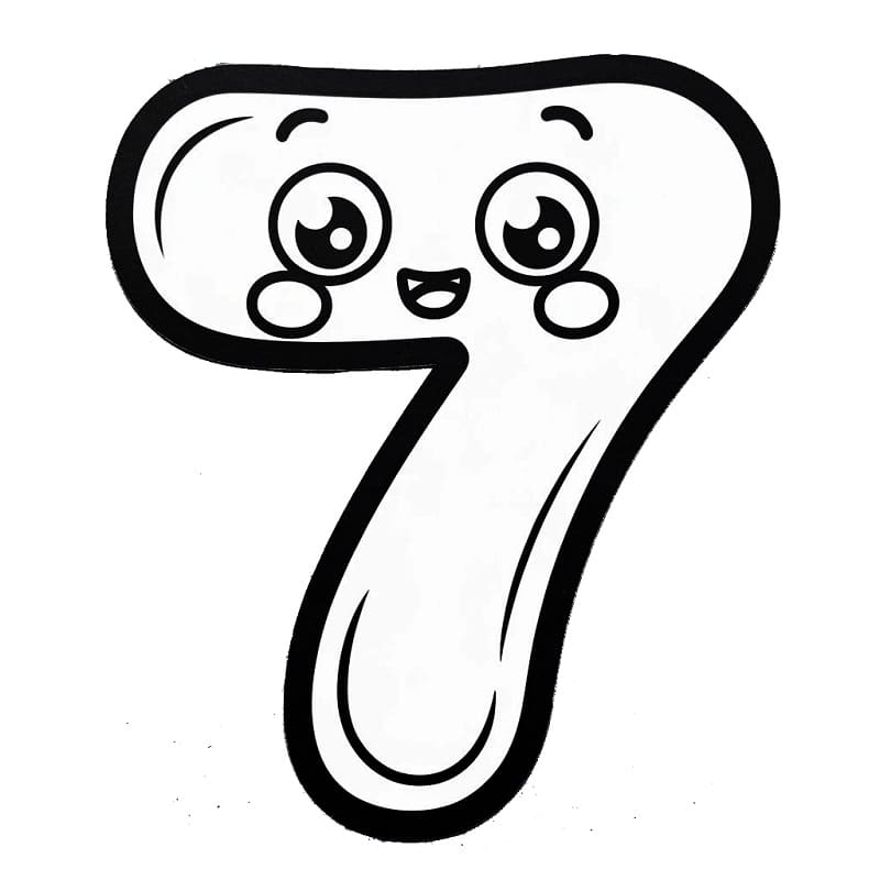 Coloriage Chiffre 7 Très Mignon