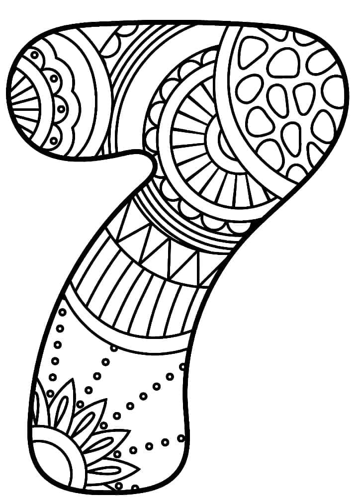 Coloriage Chiffre 7 Zentangle