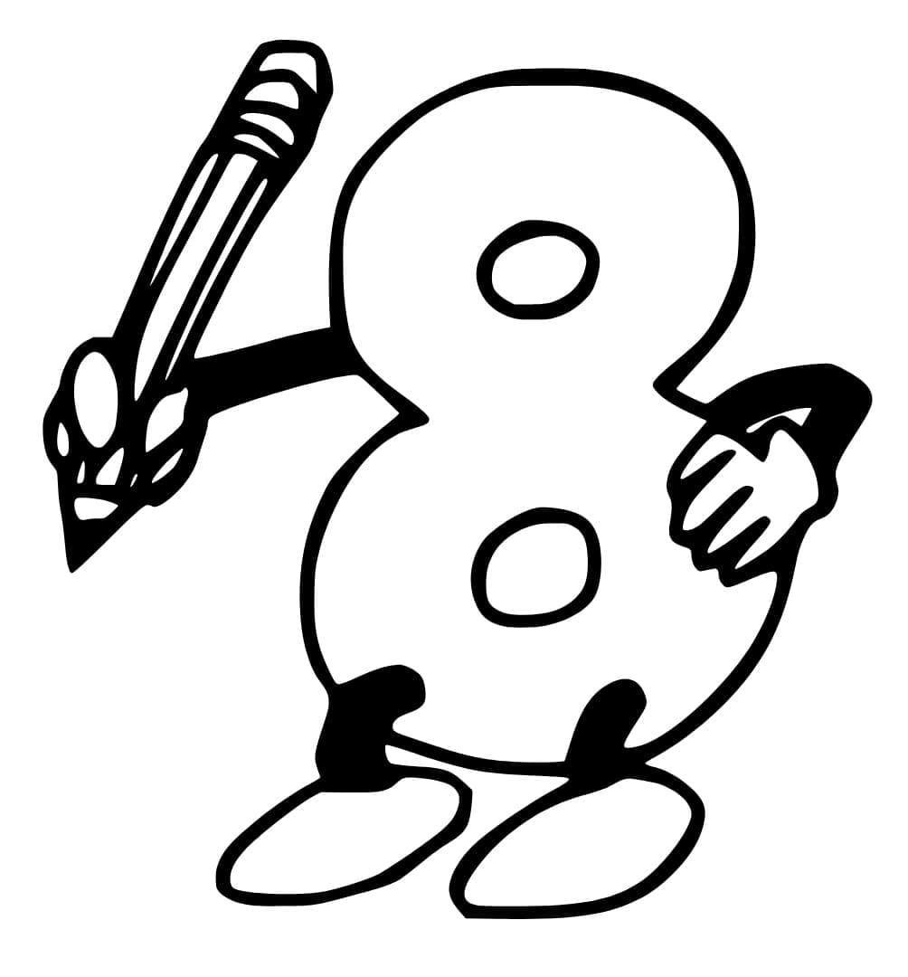 Coloriage Chiffre 8 de Dessin Animé