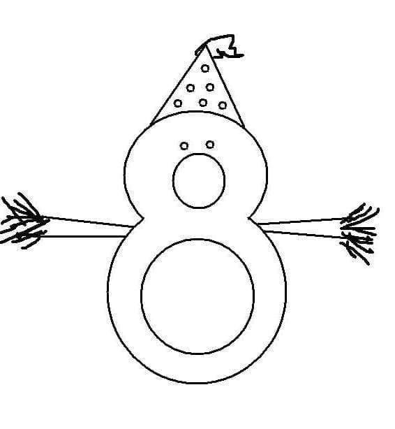 Coloriage Chiffre 8 Gratuit Pour les Enfants
