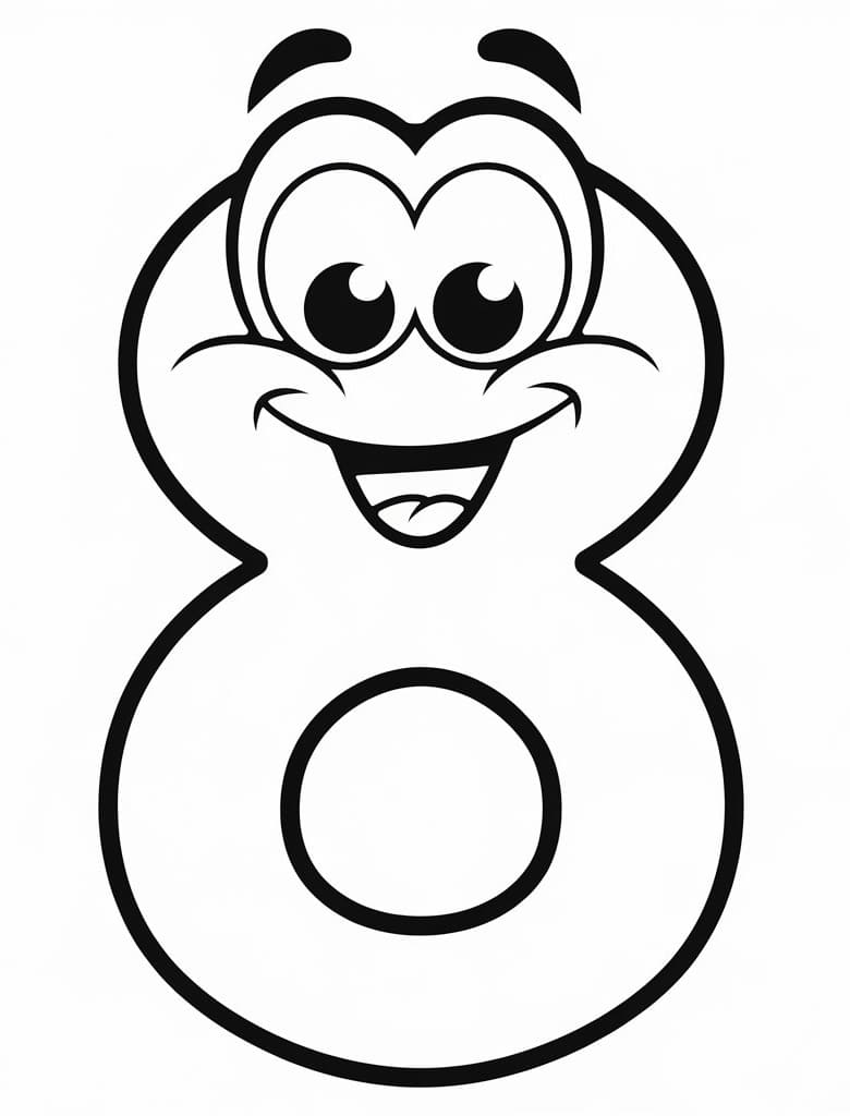 Coloriage Chiffre 8 Très Drôle