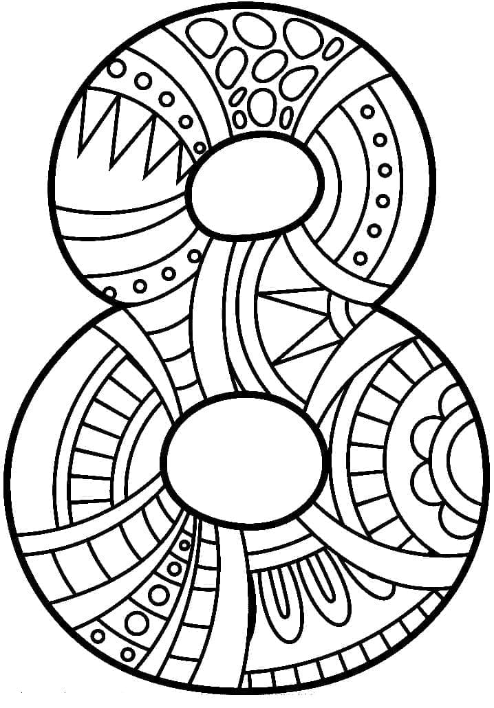 Coloriage Chiffre 8 Zentangle