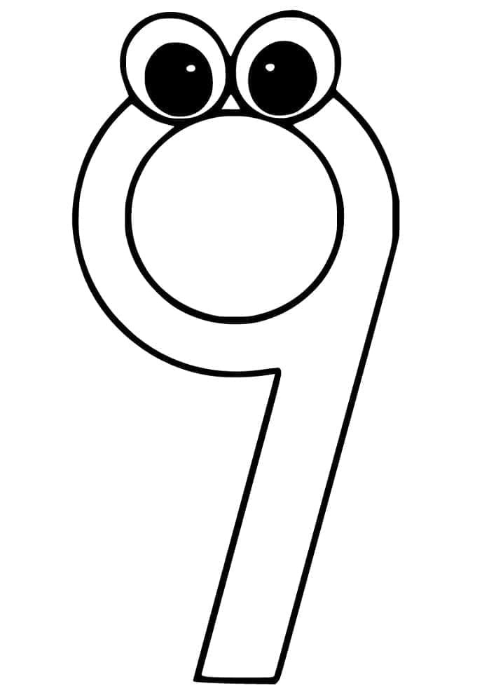 Coloriage Chiffre 9 avec des Yeux