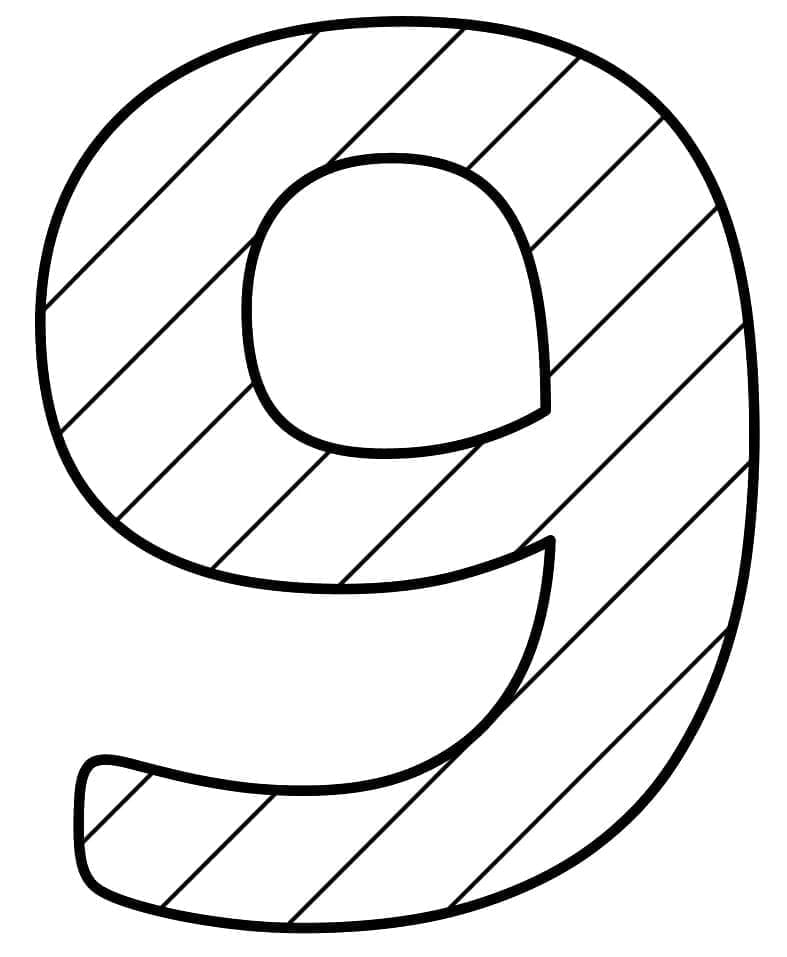 Coloriage Chiffre 9 Gratuit Pour les Enfants