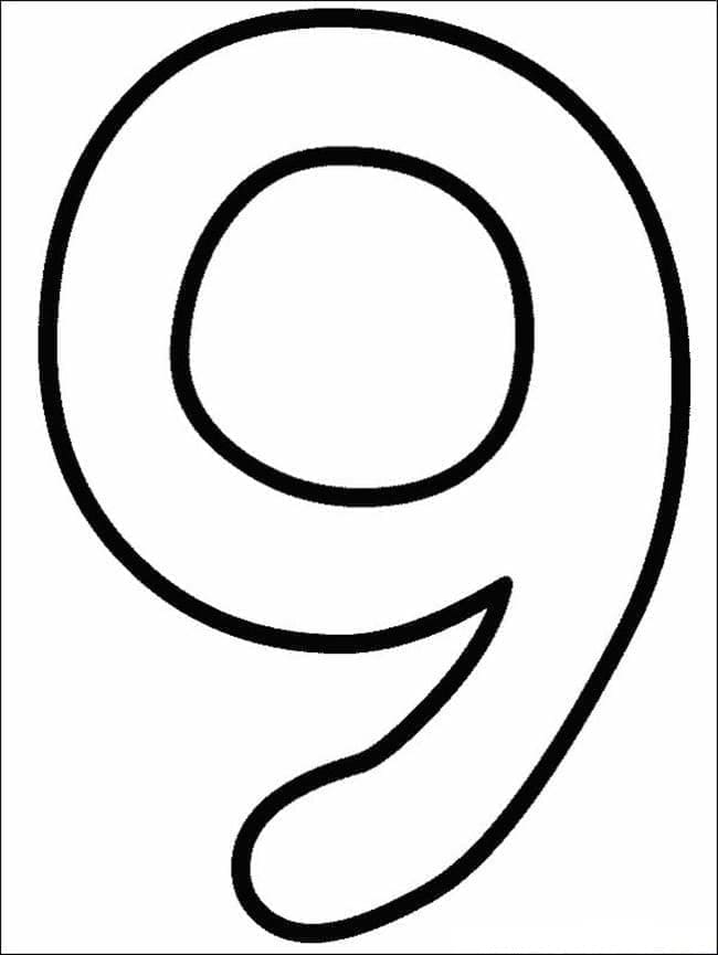 Coloriage Chiffre 9 Pour les Enfants
