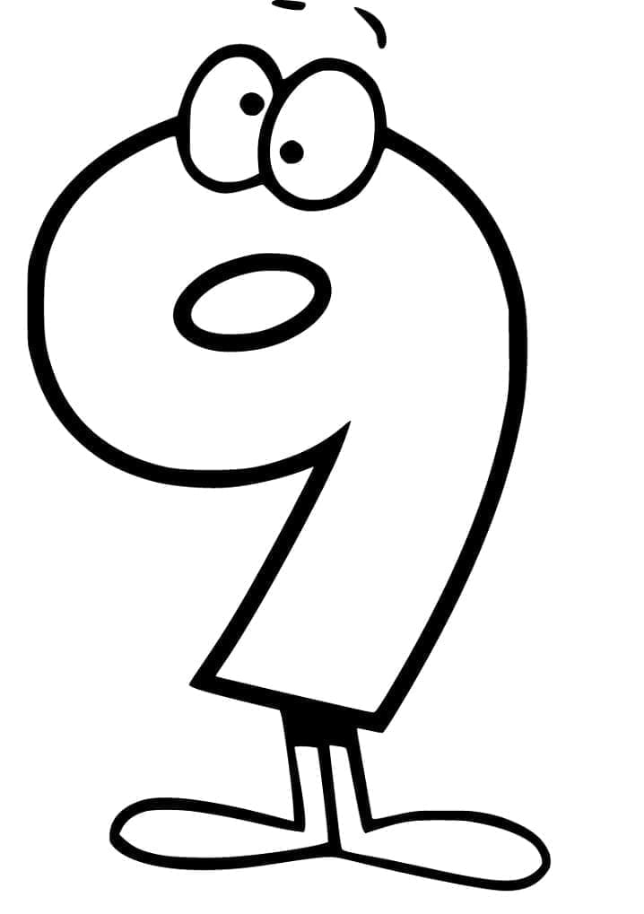 Coloriage Chiffre 9 Très Drôle