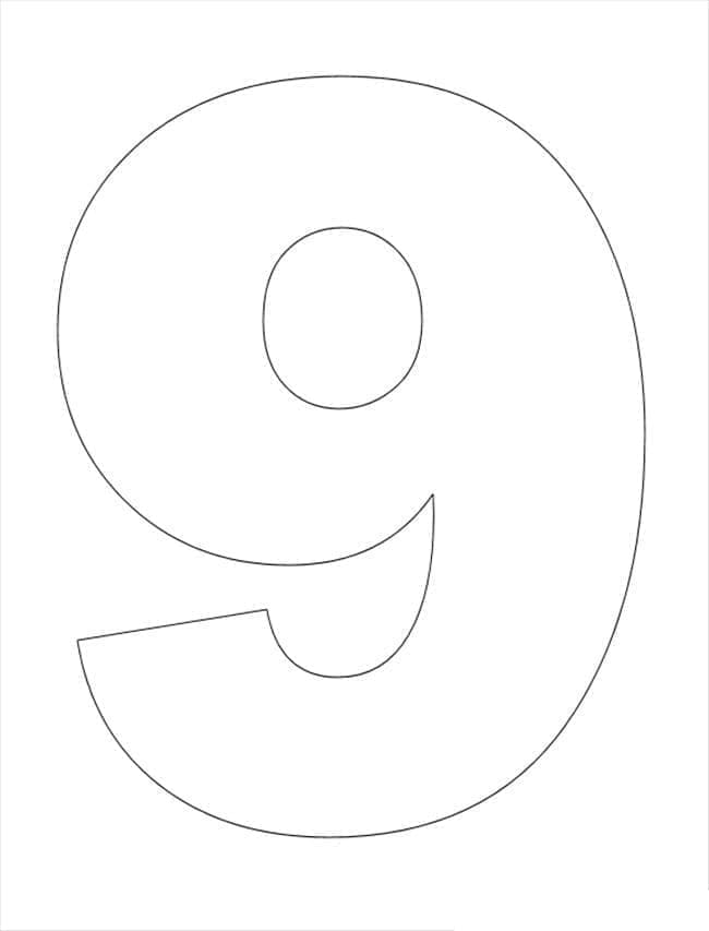 Coloriage Chiffre 9 Très Facile